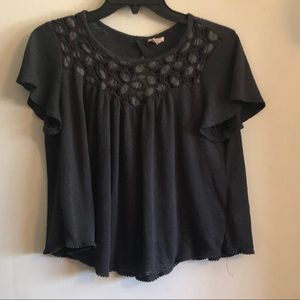 Aeropostale Gray Top with Embroidered Detail